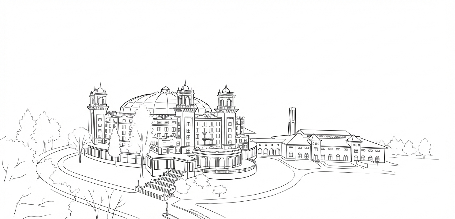 West Baden Springs Hotel line art illustration