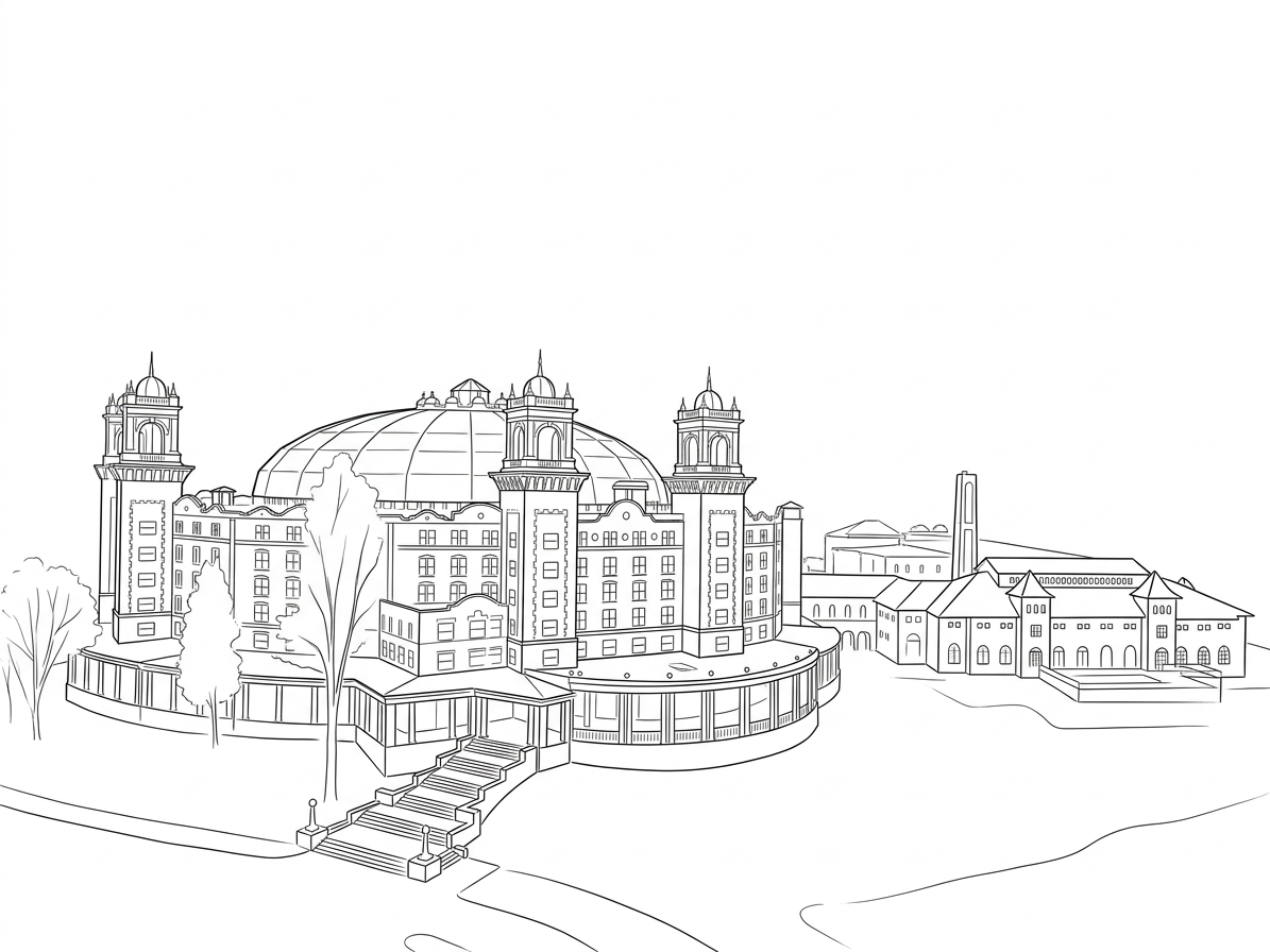 West Baden Springs Hotel clean line art