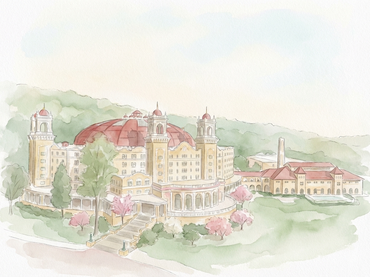 West Baden Springs Hotel dreamy watercolor